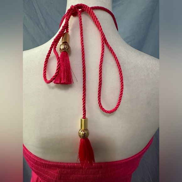 Juicy Couture Hot Pink Strapless Elastic Tube Top Mini Dress Ruffle Skirt Medium - Picture 4 of 7